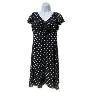 NWOT DKNY Navy Blue and White Polka Dot Mini Dress, Size 8